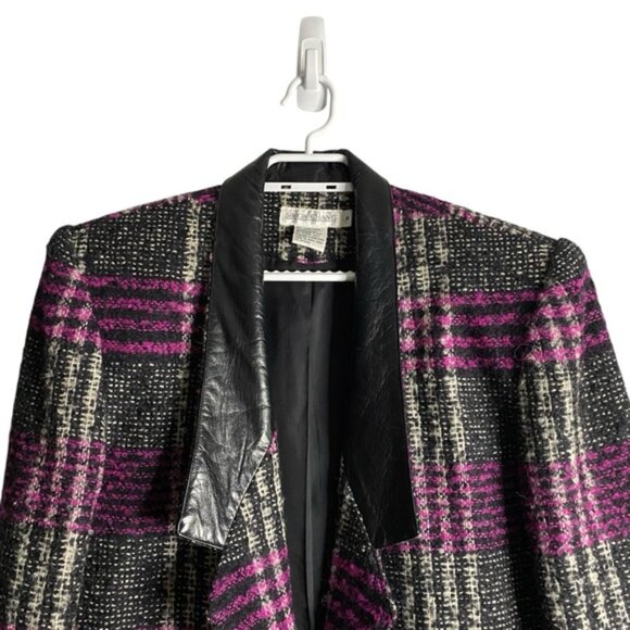 Simon Chang Women's Vintage Tweed Classic Notched Lapel Single Breasted Blazer - Picture 2 of 8